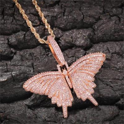 China Gold High Quality Butterfly Chain Water Wave Jewelry Hiphop Necklace Dangle Woman for sale