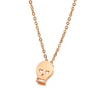 China TRENDY Stylish Halloween Skull Head Form Stainless Steel Necklace , New Jewelry Initial Pendant Skull Form Light Gold Plated Necklace for sale