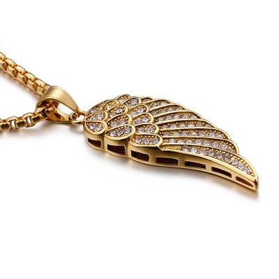 China Fashion One Piece Casual/Sporty Stainless Steel Angel Wings Pendant Necklace, Angel Wings Diamond Pendant Long Necklace for sale