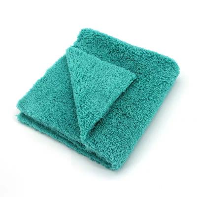 China Super absorbent high quality wash station detailing quick dry ultrasonic cut plush microfiber edgeless towel for sale