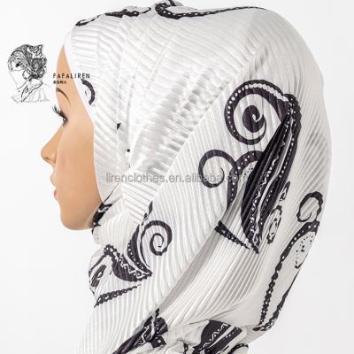 China NEW Custom Muslim Scarf For Women Wholesale Wrinkle Summer Muslim Hijab Tank Top Printing Satin Hijabs for sale