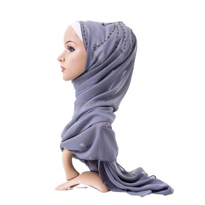 China Pearl Muslim Hand Made Scarf For Women Dubai Luxury Wholesale Hijab Muslim Chiffon Summer Hijabs for sale