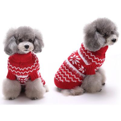 China Fashion Snowflake Winter Dog Christmas Sweater Model Viable Pet Cat Dog Clothes for sale