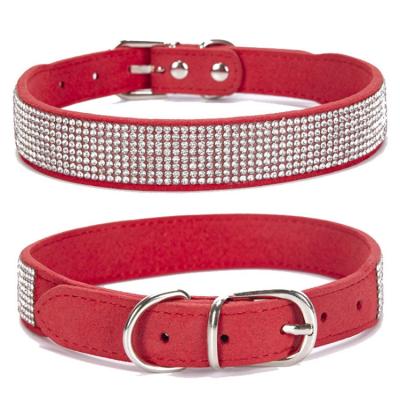 China Pet Collars New Products Diamond Dog Collars Leather Cat Reflective Christmas Halloween Dog Accessories for sale