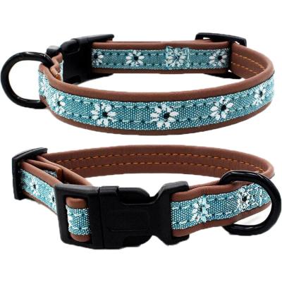 China Viable Style Adjustable Printed Leather Printing Dog Collar for sale