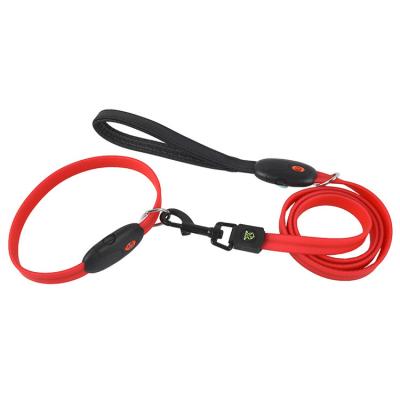 China Viable Custom Outdoor Adjustable Led Pull Rope Set Usb Rechargeable Nylon Pet Dog Collar for sale