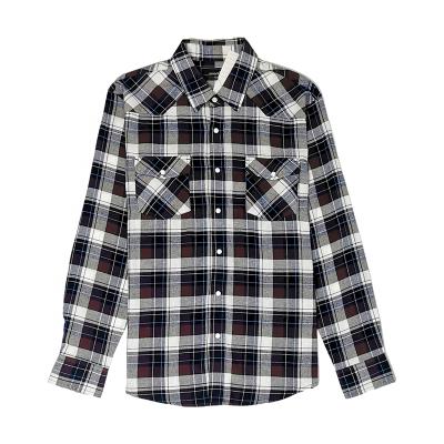 China Anti-pilling factory 2021 directly supply men's plaid plain 2 pockets flannel shirts for sale