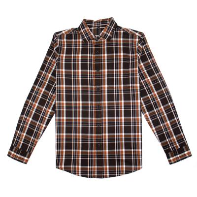 China Mens Anti-pilling High Quality Cotton Brown Screened Classic Long Sleeve Flannel Shirt Unbrushed For Men for sale