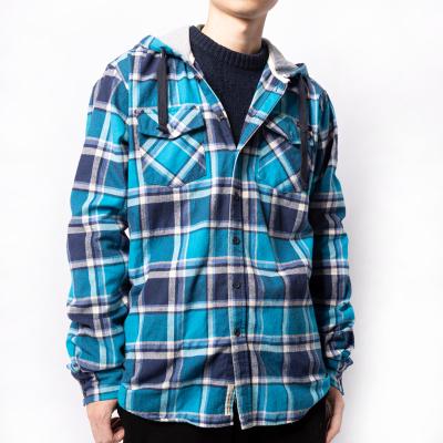 China Men's Anti-pilling Cotton Or Polyester Wool Padda Flannel Hooded Shirt for sale