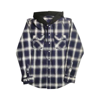 China Hot Sale Fashion OEM Service Custom Anti-pilling Flannel Shirts With Hoodie for sale