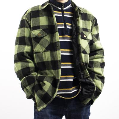 China Anti-pilling Men's Shirt Jacket Buffalo Plaid Autumn Quilted Winter Flannel Thermal Casual Jacket for sale