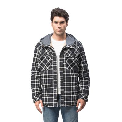 China Winter Anti-pilling Thermal Men's Jacket Hoodie Plaid Fleece Oversized Flannel Jacket For Men for sale