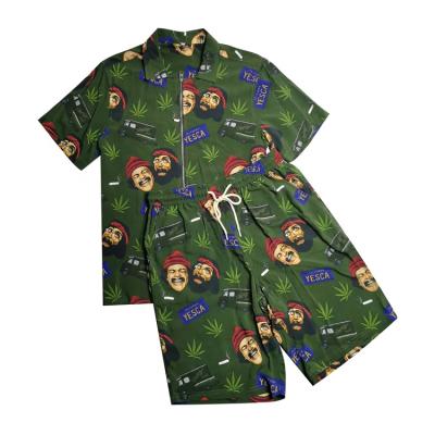 China Custom Made Mens Anti Pilling Hawaiian Shirts and Shorts Printed Hawaiian Shirt Costume for Beach for sale