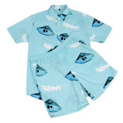 China Summer Beach Suit Breathable Hawaiian Style Short Sleeve Button Up Shirt With Shorts for sale