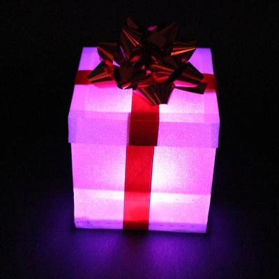 China Custom LED Flashing Gift Packaging LED Flashing Box Most Popular Wedding Paper Gift Box With Ribbon Closure for sale