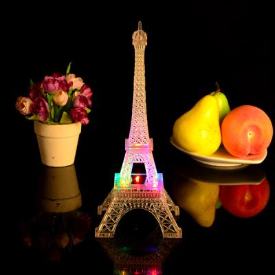 China Europe 25cm RGB LED Eiffel Tower Flashing Centerpieces for Wedding Table Best Wedding Favors for Guests Wedding Decorations for sale