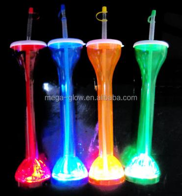 China Automotive Free Sample Cool Plastic Lid Straw LED Yard Glass Custom 35cm for sale