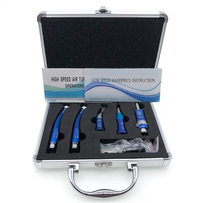 China Newest Fashion blue color metal low speed dental Handpiece kit high speed 1sets 2 piece low speed handpiece kits for sale