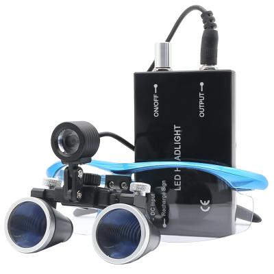 China Metal Magnifier Binocular Dental Magnifier Light 3.5x 420 Led Dental Loupes for sale