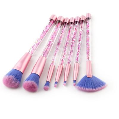 China Angular Blush Nice Design Glitter Crystal Diamond Handle Make Up Brush Set Pink Liquid Princess Brushes Quicksand Cosmetic Tools For Lady for sale