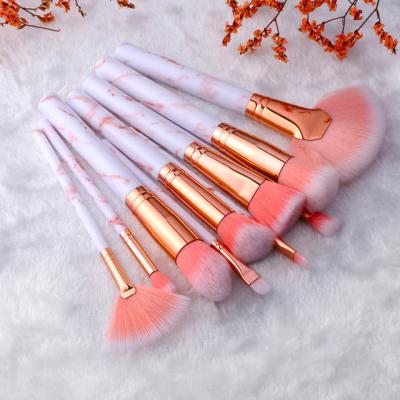 China Angular Blush Professional Factory Wholesale Custom Bulk Makeup Brushes Marble Makeup Brush Set 10pcs for sale