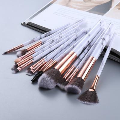 China Angular Blush Hot Sale Marble Pattern Handle Customization Makeup Brush With Synthetic Hair 15pcs for sale