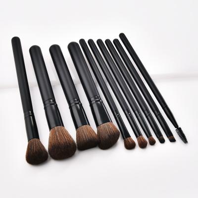 China Angular Blush Wholesale 10pcs High Quality Makeup Brush Brown Custom Made Blush Makeup Brush Set for sale