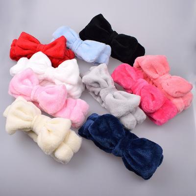 China Hot Selling Soft Solid Color Face Makeup Hair Bands Soft For Face Shower Face Shower Coral Fleece Women Spa Wash Fluffy Headband for sale