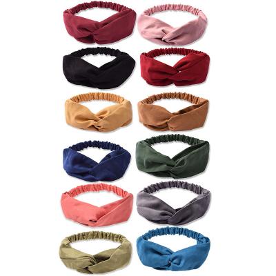 China Autumn and winter yoga stretch factory women's suede soft multi-color direct headband turban wide headbands for women for sale