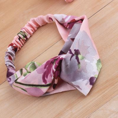 China Wholesale Sweet Fashion Floral Flowers Printed Twist Headband Yoga Hair Band With Elastic New Design Hairband Bohemian Women for sale