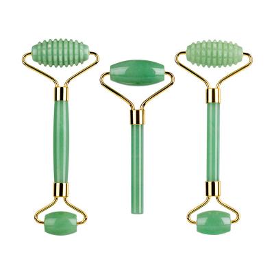 China Crystal Jade Facial Beauty Face Lift Massage Gua Sha Roller Placed Jade Roller For Face for sale