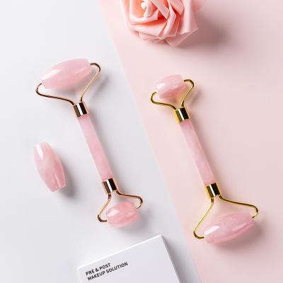 China Natural Jade Stone Roller Rose Quartz Jade Face Skin Massager Wholesale Tool for Anti Aging Face for sale