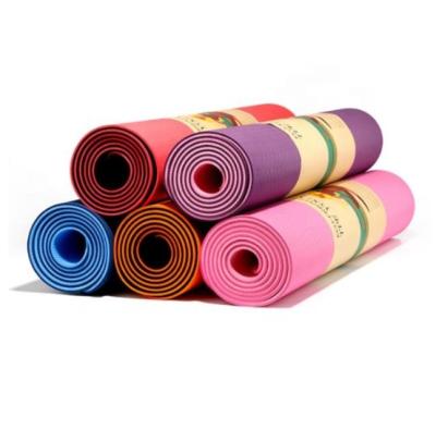 China Anti Slip Yiwu Dasheng 6mm Double Color Stripe Yoga Mat No Slip Gym Mat For Fitness for sale