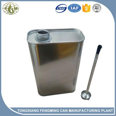 China Other Square 1L Empty PVC Glue Tin Can With Brush , Screw Cap Adhesive Box With Metal Cap Packing For Painting for sale