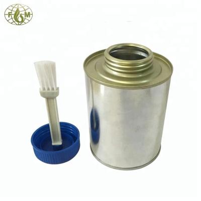 China 500ml PVC Free Sample Adhesive Metal Packing Tin Can With Brush And Plastic Cap for sale