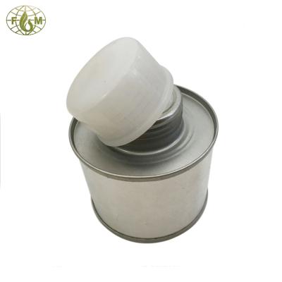 China PVC Adhesive Packaging 100ml PVC Metal Adhesive Box With Application Brush Cover Plastic Tin Can Plants for sale