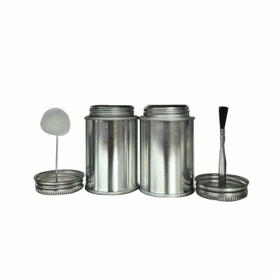 China 118ml 4oz Metal Tin Can Round Empty Aluminum Tin Can Screw Top With Screw Cap Brush for sale