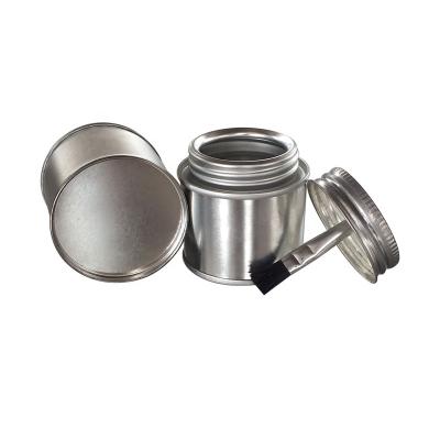 China Top Metal Tin Can With Brush Applicator Round 2oz Screw Cap Empty Screw Lid For PVC Adhesive Cement for sale