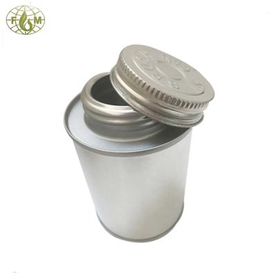 China Tire Repair Tinplate Metal Adhesive Packing Type Mini Round Tin Can For PVC Remover Cement With Brush for sale