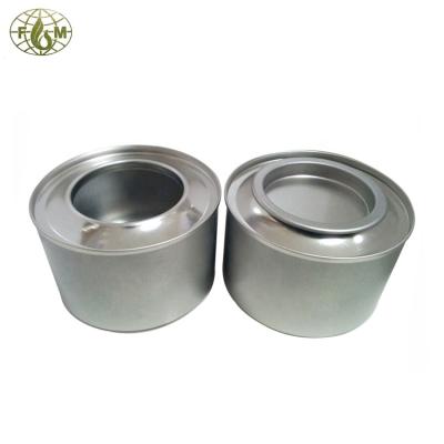 China Diameter 83mm Single Round Empty Solid Gel 250g Fuel Alcohol Packing Tin Can With Lever Cover for sale