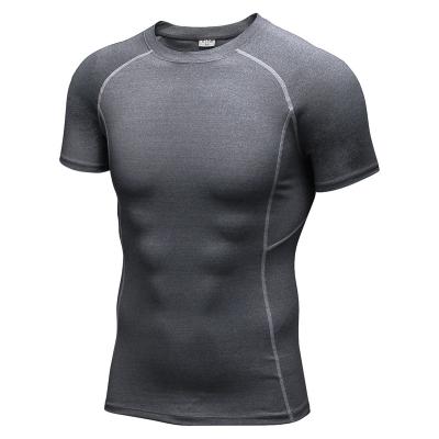 China QUICK DRY Men's Tight Short Sleeve Fitness Training T-Shirt Stretch Sweat Quick Dry Shirt for sale