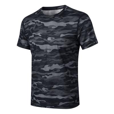 China QUICK DRY Mens Sports Loose Gym Outdoor Running Camouflage Training T-shirt Breathable Quick Dry Short Sleeve Shirt Tops for sale