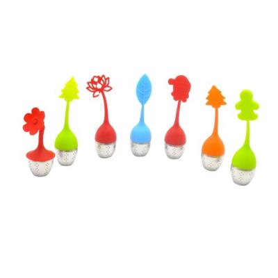 China Mesh Stick Loose Leaf Balls RTS Silicone Viable Cup Bottle Built-in Blooming Strainer Ball Plunger Set Tea Infuser for sale