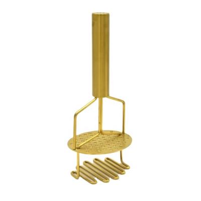 China Sustainable Gold Plated GD Stainless Steel Double Layer Double Action Potato Crusher Potato Masher Press for sale