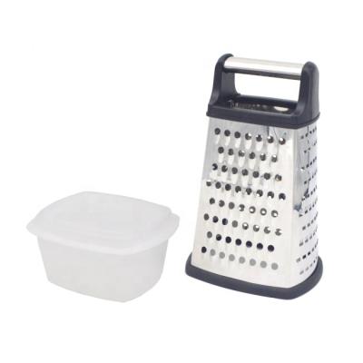 China Viable Vegetable Stainless Steel Chopper Grinder Cutter 4 Side With Container Cheese Grater Box for sale