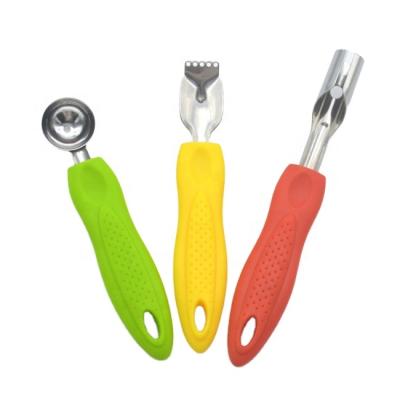 China Viable Stainless Steel Apple Hollow Puncher Lemon Zester Melon Ball Scoop Fruit Carving Knife Set for sale