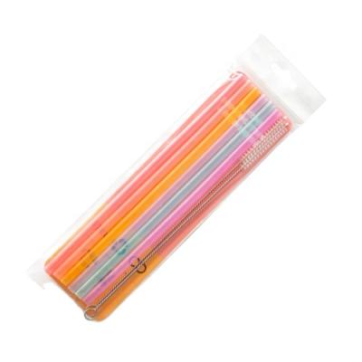 China RTS Sustainable Reusable Straw With Brush Pack Silicone Drinking Straws for sale