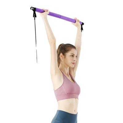 China Increase Resistance Wholesale Yoga Pilates Bar Gym Stick Bar Pilates Portable Trainer Fitness Rod With Foot Loop for sale