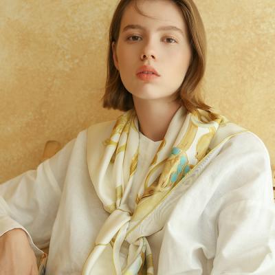 China Square No MOQ Customized 100% Pure Silk Scarf Square Twill Silk Print Scarf for sale