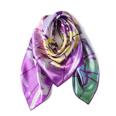 China Custom Printed Square Silk Satin Hair Scarf 35 x 35 Large Square Scarf Inches for sale